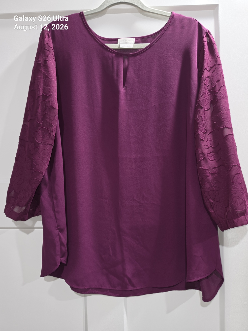 Van Heusen Plum Lace-Sleeve Tunic Top